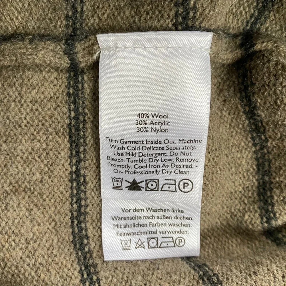 Eddie Bauer Oatmeal Stripe Wool Blend Zip Henley Pullover Sweater Size Large - Picture 9 of 10